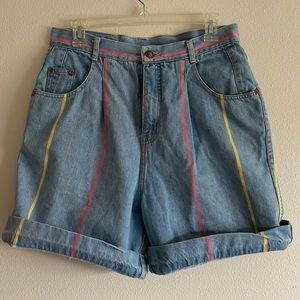 Vintage Gloria Vanderbilt Striped Denim Shorts